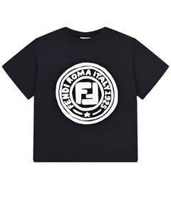 Черная футболка с белым логотипом Fendi