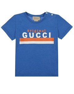 Голубая футболка с логотипом Gucci