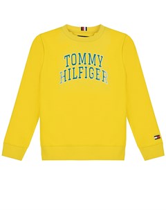 Желтый свитшот с синим логотипом Tommy hilfiger