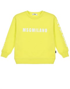 Желтый свитшот с белым логотипом Msgm