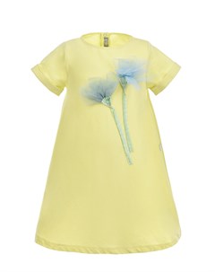 Желтое платье с аппликацией цветы Il gufo