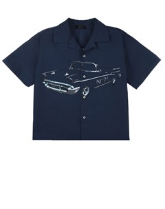 Синяя рубашка с принтом машина No21