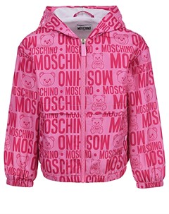 Розовая ветровка с логотипом Moschino