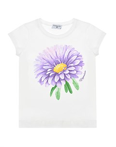 Белая футболка с цветочным принтом Monnalisa
