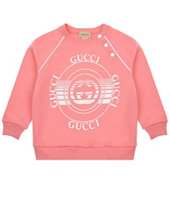 Розовый свитшот с белым логотипом Gucci