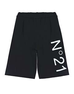 Черные шорты с контрастным логотипом No21