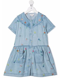 Джинсовое платье с цветочной вышивкой Stella mccartney kids