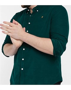 Темно зеленая приталенная рубашка из мелкофактурного вельвета с логотипом Fontella Farah