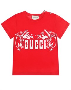 Красная футболка с принтом Крокодил Gucci