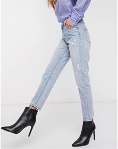 Голубые укороченные джинсы в винтажном стиле с завышенной талией Vero moda