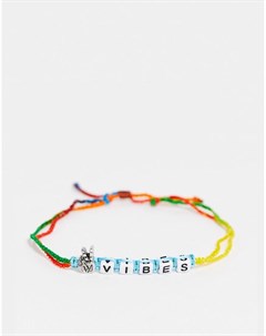 Многоцветный плетеный браслет на ногу с надписью Vibes Asos design