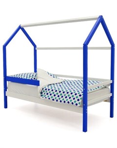 Детская кровать домик Svogen сине белый бортик ограждение Бельмарко