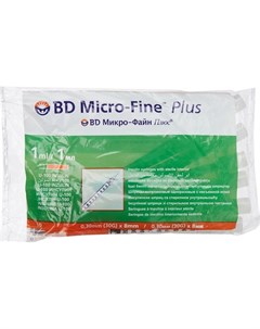 Шприц Micro Fine Plus Инсулин U 100 1мл с несъемной иглой 30G 0 3х8 10 Becton dickinson