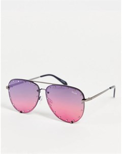 Женские солнцезащитные очки авиаторы фиолетового цвета с отделкой стразами Quay High Key Quay australia