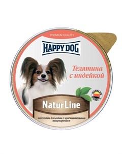 Natur Line полнорационный влажный корм для собак и щенков паштет с телятиной и индейкой в ламистерах Happy dog