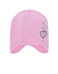 Розовая шапка с серебристым сердцем Regina