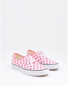 Розовые кроссовки в шахматную клетку Authentic Vans