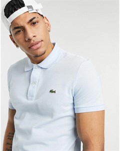 Зауженное поло из пике светло голубого цвета Lacoste