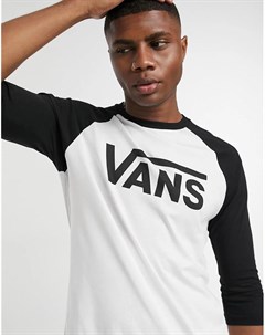 Черно белая футболка с рукавами реглан Vans