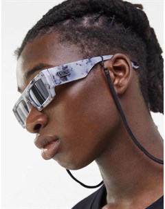 Квадратные солнцезащитные очки серого цвета с мраморным принтом Bershka