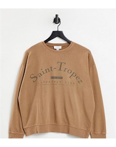 Коричневый свитшот с надписью Saint Tropez Topshop petite