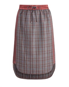 Шерстяная юбка с эластичным поясом и лампасами контрастного тона Brunello cucinelli