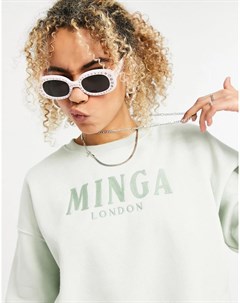 Свободный укороченный свитшот в стиле oversized с вышитым логотипом London Minga