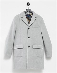 Серое пальто из смесовой шерсти с квадратными карманами Harry brown