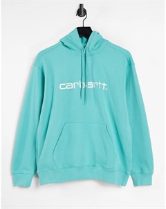 Бирюзовый oversized худи с логотипом Carhartt wip