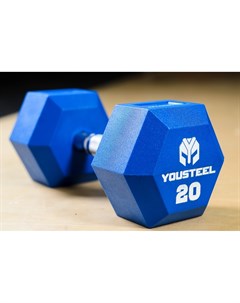 Гантель PU 20 кг синяя Yousteel