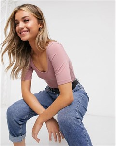 Розовато лиловый боди с рукавами до локтя Asos design