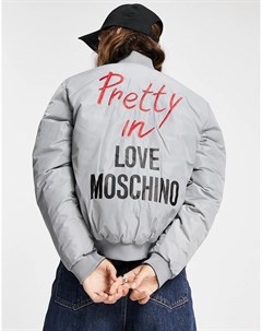 Черный двусторонний стеганый бомбер Love moschino