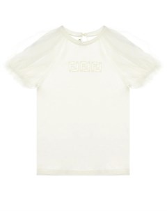 Белая футболка с рукавами фонариками Fendi