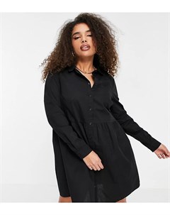 Черное хлопковое платье рубашка мини свободного кроя ASOS DESIGN Curve Asos curve