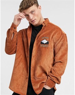 Вельветовая рубашка oversized в стиле 90 х с вышивкой на груди Asos design