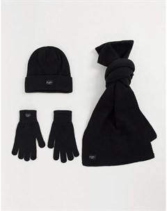 Черная шапка шарф и перчатки Jack & jones