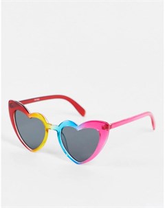 Солнцезащитные очки с радужной оправой в форме сердечек Madein.