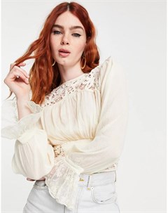 Топ цвета слоновой кости с кружевом Sorelle Free people