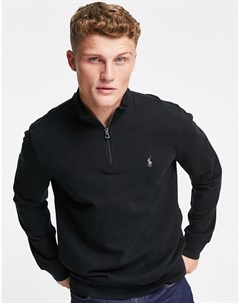 Черный свитшот из пике на молнии с логотипом Polo ralph lauren