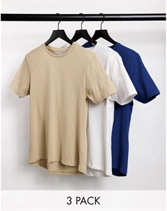 Набор из 3 свободных футболок белого темно синего и цвета хаки Another influence