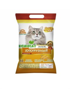 Наполнитель для кошачьего туалета Эколайн Кукурузный комкующийся 6 л 2 8 кг Homecat