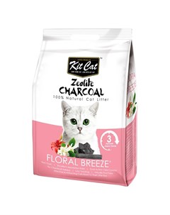 Zeolite Charcoal Floral Breeze цеолитовый комкующийся наполнитель с ароматом цветов 4 кг Kit cat