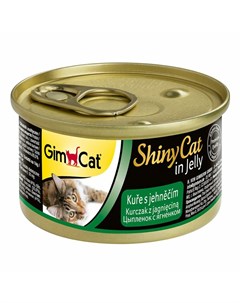 ShinyCat влажный корм для кошек из цыпленка с ягненком кусочки в желе в консервах 70 г Gimcat