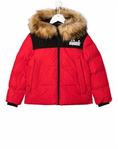 Пуховик с капюшоном и искусственным мехом Dsquared2 kids