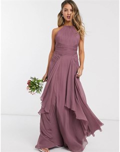 Платье макси с присборенным топом и ярусной юбкой Bridesmaid Asos design