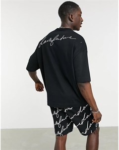 Черная плотная oversized футболка с вышитым логотипом Asos dark future