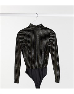 Боди черного цвета с блестками и вырезом на спине Missguided tall