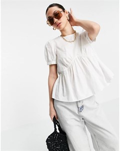 Белая блузка из органического хлопка с баской Vero moda