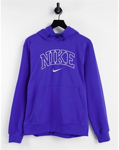 Флисовый худи ярко синего цвета с логотипом Retro Nike