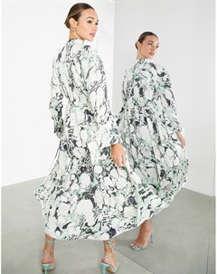 Платье миди в стиле oversized с мраморным принтом Asos edition